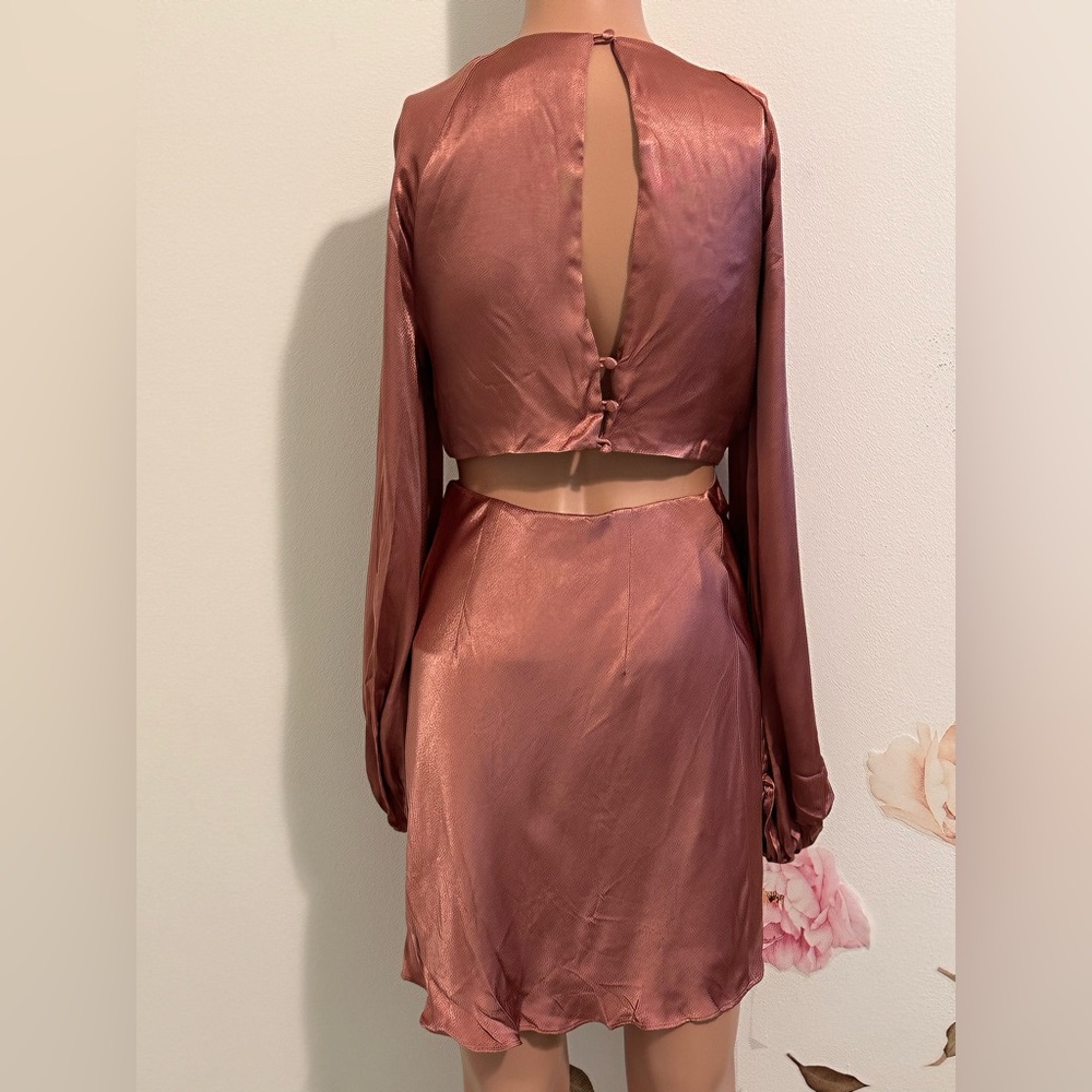 New Shona Joy Angelica Long Sleeve Mini Dress in Rouge Size Aus 4/US 0 pink - Picture 7 of 7